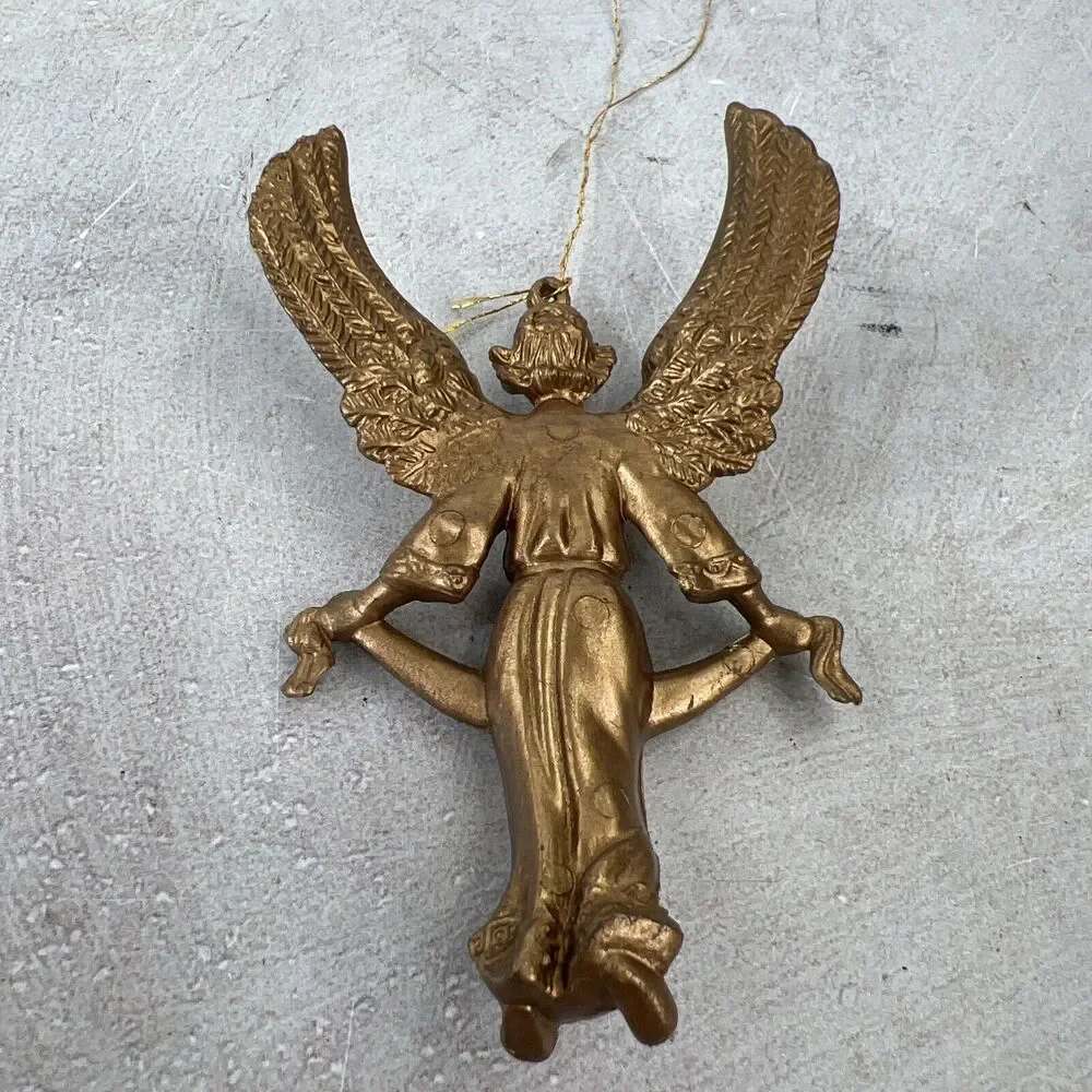Vintage Gold Tone Cherub Angel Christmas Ornaments 3.5”‎